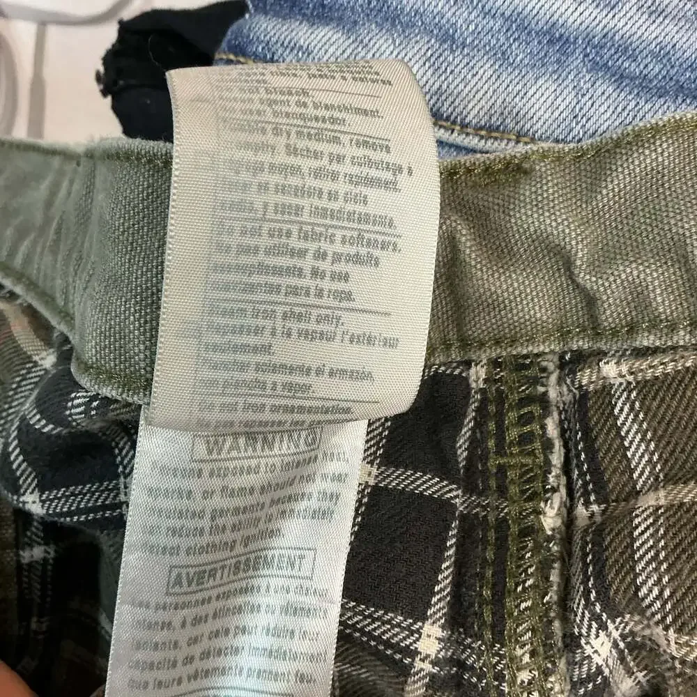 Carhartt Vintage Flannel-Lined Green Canvas Carpenter Work Pants Distressed